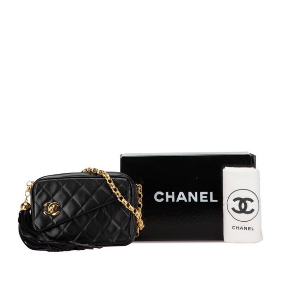 CHANEL Matelasse Coco Mark Chain Shoulder Bag Black Lambskin - Picture 8 of 9